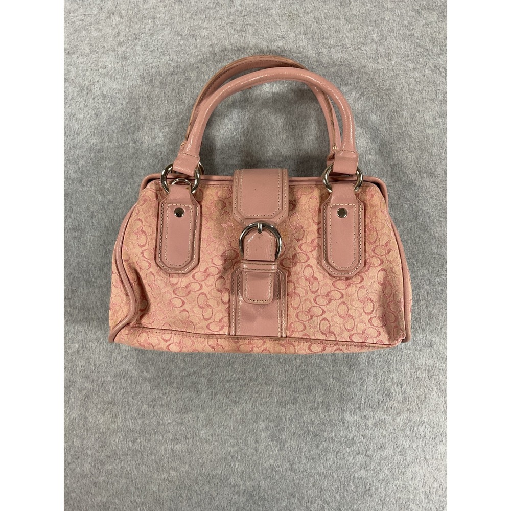 Pink Monogram Canvas Satchel Handbag Buckle Strap Top Handle Bag